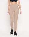 Shop Women's Beige Slim Fit Activewear Tights-Front