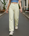 Shop Women's Beige Straight Fit Jeans-Front