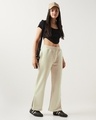 Shop Women's Beige Straight Fit Track Pants-Full
