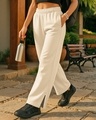 Shop Women's Beige Straight Fit Track Pants-Front