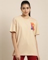 Shop Women's Beige Summer Time Graphic Printed Oversized T-shirt-Design