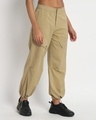 Shop Women's Beige Tapered Fit Cargo Parachute Pants-Design
