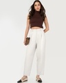 Shop Women's Beige Tapered Fit Ankle Length Pants-Full