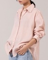 Shop Women's Beige Textured Oversized Shirt