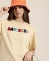 Shop Women's Beige Typographic Oversized T-shirt-Front