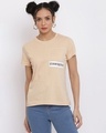 Shop Women's Beige Typography T-shirt-Front