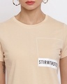 Shop Women's Beige Typography T-shirt