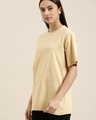 Shop Women's Beige Typography Oversized T-shirt-Design