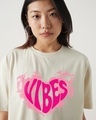 Shop Women's Beige Vibes Typography Oversized T-shirt