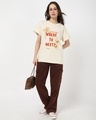 Shop Women's Beige Where To Next Graphic Printed Boyfriend T-shirt-Full