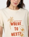 Shop Women's Beige Where To Next Graphic Printed Boyfriend T-shirt
