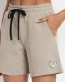 Shop Women's Beige You Can Do Big Things Typography Relaxed Fit Shorts