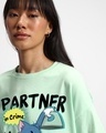 Shop Women's Bird Egg Green Partner In Crime Graphic Printed Oversized T-shirt