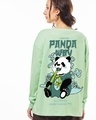 Shop Women's Bird Egg Green The Panda Way Graphic Printed Oversized T-shirt-Front