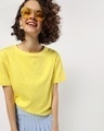 Shop Women's Birthday Yellow Relaxed Fit Short Top-Front