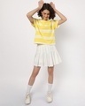 Shop Women's Birthday Yellow Striped Relaxed Fit Short Top-Full