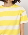 Shop Women's Birthday Yellow Striped Relaxed Fit Short Top
