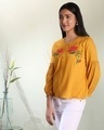 Shop Women's Mustard Bishop Sleeves Embroidered Top-Design