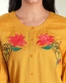 Shop Women's Mustard Bishop Sleeves Embroidered Top