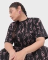 Shop Women's Black Abstract AOP Oversized Plus Size T-shirt-Front