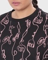 Shop Women's Black Abstract AOP Oversized Plus Size T-shirt