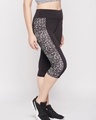 Shop Women's Black Abstract Printed Slim Fit Activewear Capri-Design