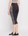 Shop Women's Black Abstract Printed Slim Fit Activewear Capri-Full