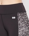 Shop Women's Black Abstract Printed Slim Fit Activewear Capri