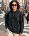 Shop Women's Black Acid Wash Oversized Hoodies-Front