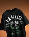 Shop Women's Black Air Nomads Varsity Graphic Printed Oversized T-shirt-Front