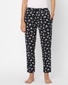 Shop Women's Black All Over Floral Printed Cotton Lounge Pants-Front