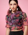 Shop Women's Black All Over Floral Printed Short Top-Front