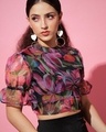 Shop Women's Black All Over Floral Printed Short Top-Design