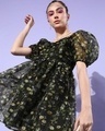 Shop Women's Black All Over Floral Printed Sheer Dress-Full