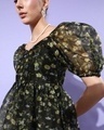 Shop Women's Black All Over Floral Printed Sheer Dress
