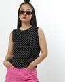 Shop Women's Black All Over Polka Dot Printed Tank Top-Front