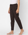 Shop Women's Black All Over Printed Cotton Lounge Pants-Full