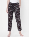 Shop Women's Black All Over Printed Lounge Pants-Front