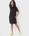 Shop Women's Black All Over Printed Oversized Dress-Front