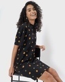 Shop Women's Black All Over Printed Oversized Dress-Full