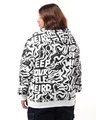 Shop Women's Black & White All Over Printed Oversized Plus Size Hoodies-Design