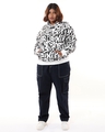 Shop Women's Black & White All Over Printed Oversized Plus Size Hoodies-Full