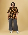 Shop Women's Black All Over Printed Oversized Plus Size T-shirt-Full