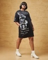 Shop Women's Black All Over Printed Oversized Plus Size T-Shirt Dress-Front