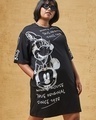 Shop Women's Black All Over Printed Oversized Plus Size T-Shirt Dress-Front