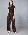 Shop Women's Black All Over Printed Wide Leg Pyjamas-Full