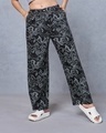 Shop Women's Black All Over Printed Oversized Pyjamas-Front