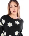 Shop Women's Black All Over Printed Oversized Sweater