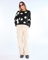 Shop Women's Black All Over Printed Oversized Sweater
