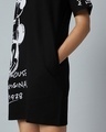 Shop Women's Black All Over Printed Oversized T-Shirt Dress